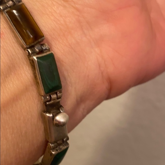 S s tigers eye and malachite stone bracelet - Picture 3 of 6